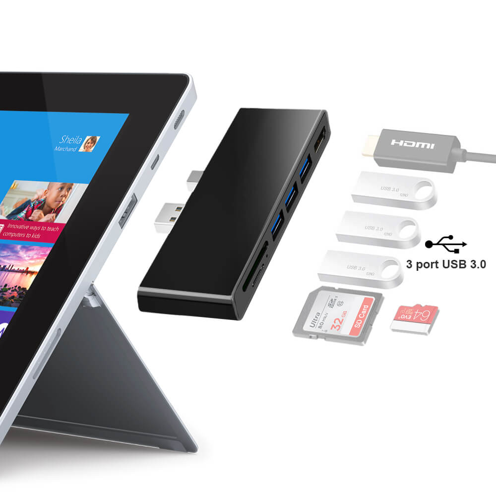 Rocketek Surface Pro 4 Portable Multiport Card Reader Docking