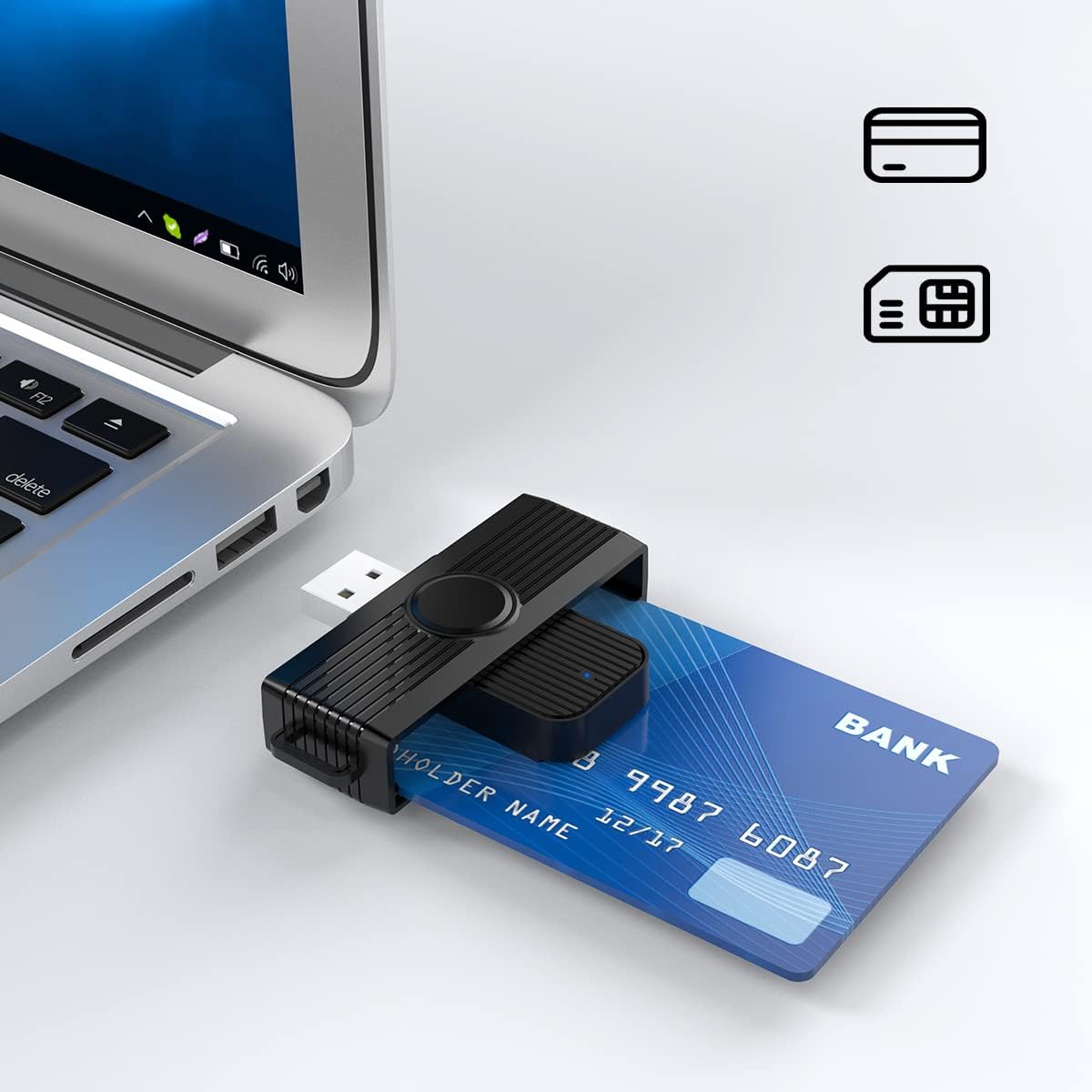 Rocketek CAC Reader DOD Military USB Common Access CAC Card Reader Smart Card Reader