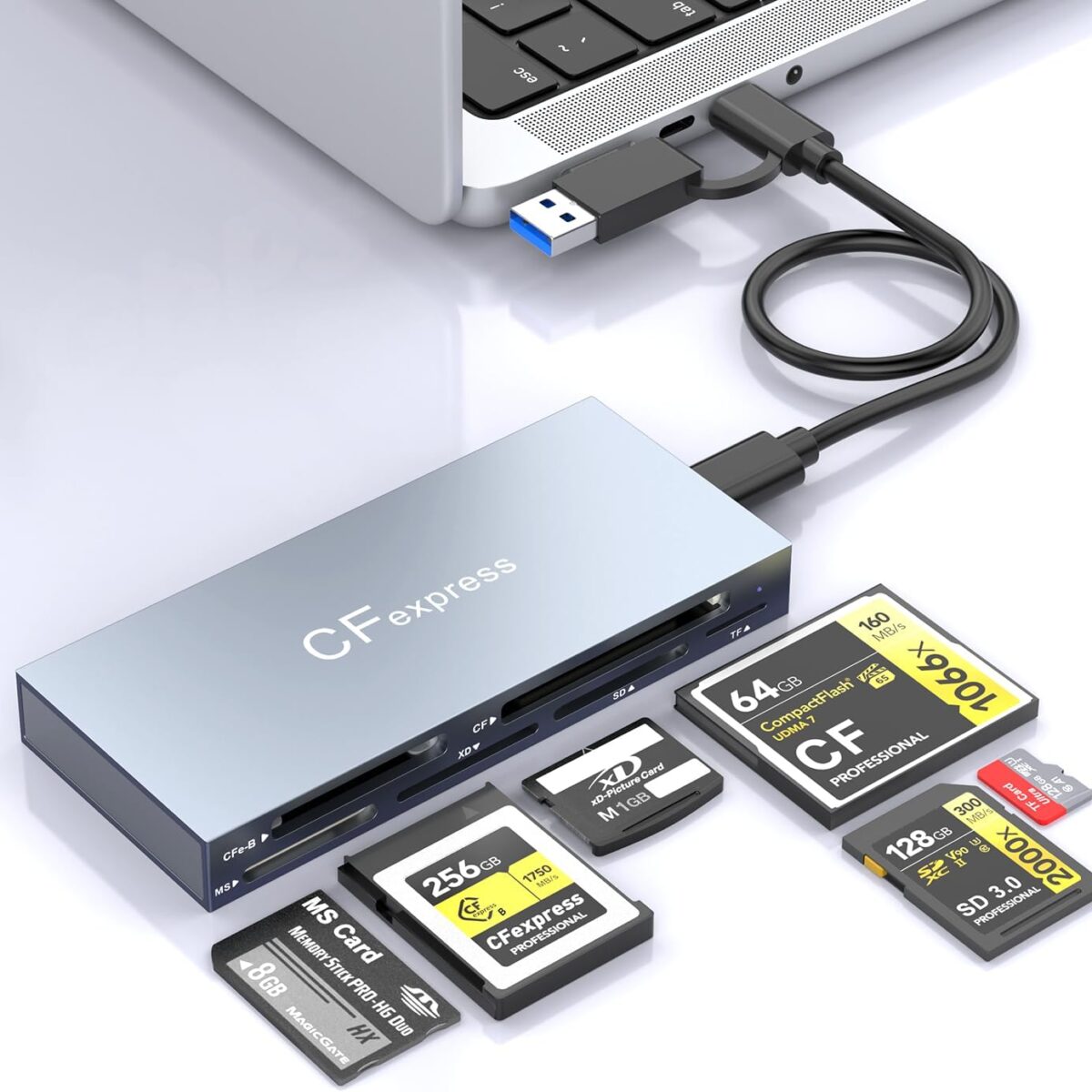 Rocketek 6-in-1 CFexpress Type B Card Reader USB C 3.2 Gen 2 10 Gbps