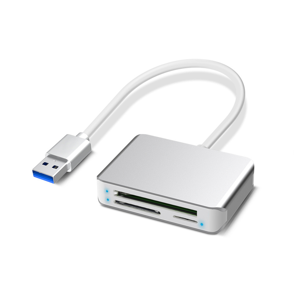 Rocketek 5-in-1 Aluminum USB 3.0 Card Reader for SD TF CF M2