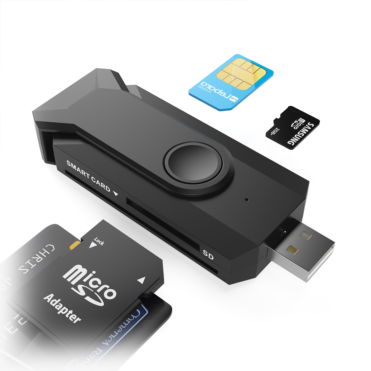 Rocketek USB Smart Card Reader DOD Military USB Cac Memory Card Reader Compatible with Windows