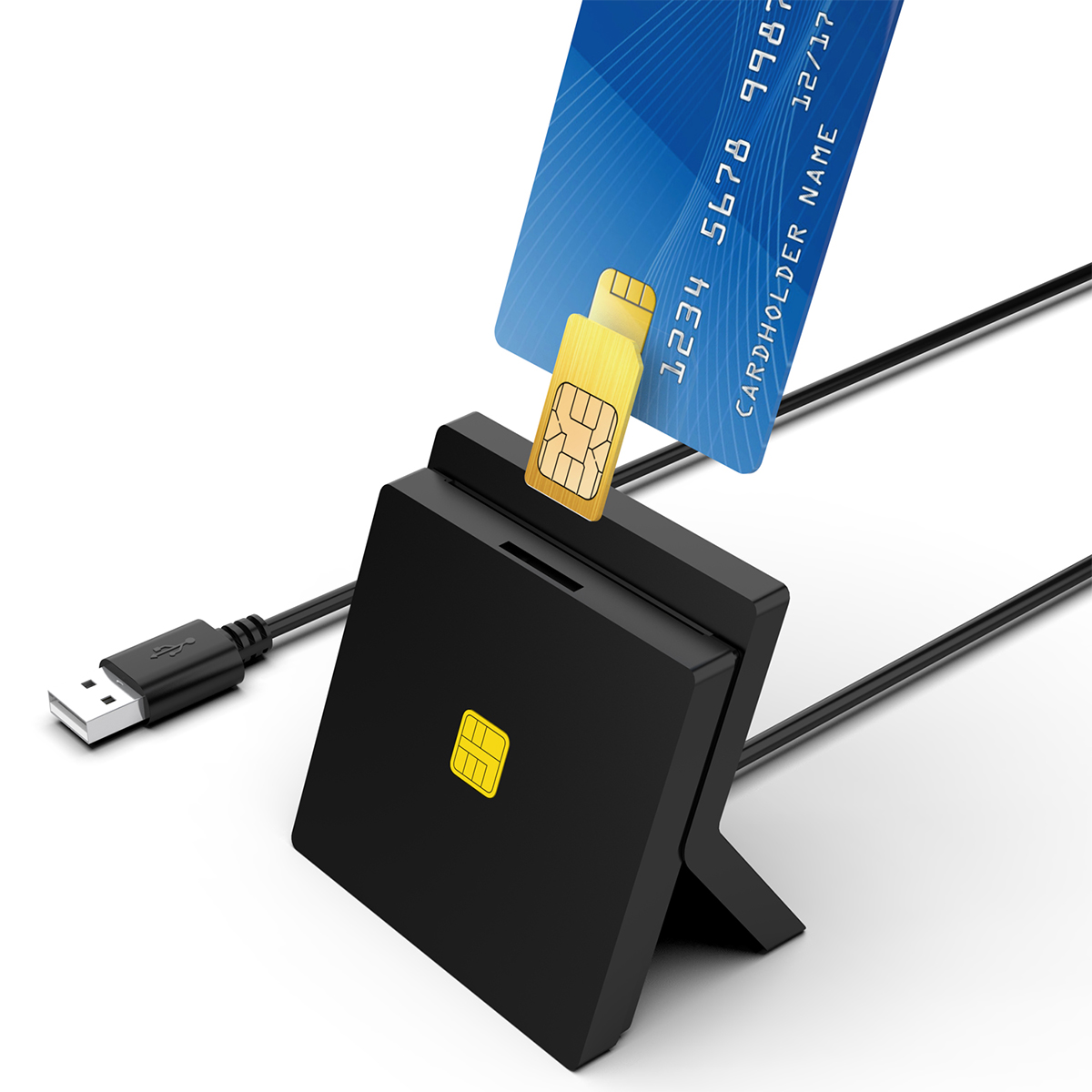 Rocketek IC ID Card Reader Stand USB Smart Card Reader