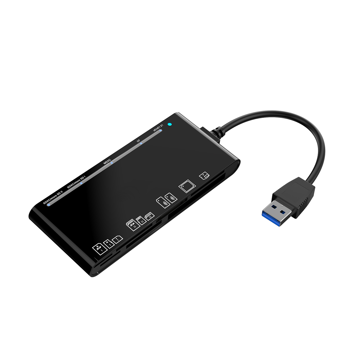Rocketek 7 in 1 USB 3.0 Card Reader for Read SD/TF/MS/CF/XD Cards