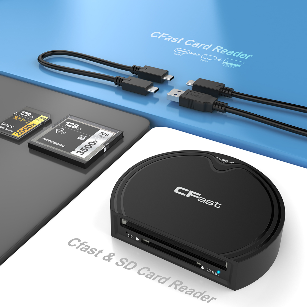 Rocketek CFast Card Reader 2 in 1 CFast & SD2.0 Card Reader