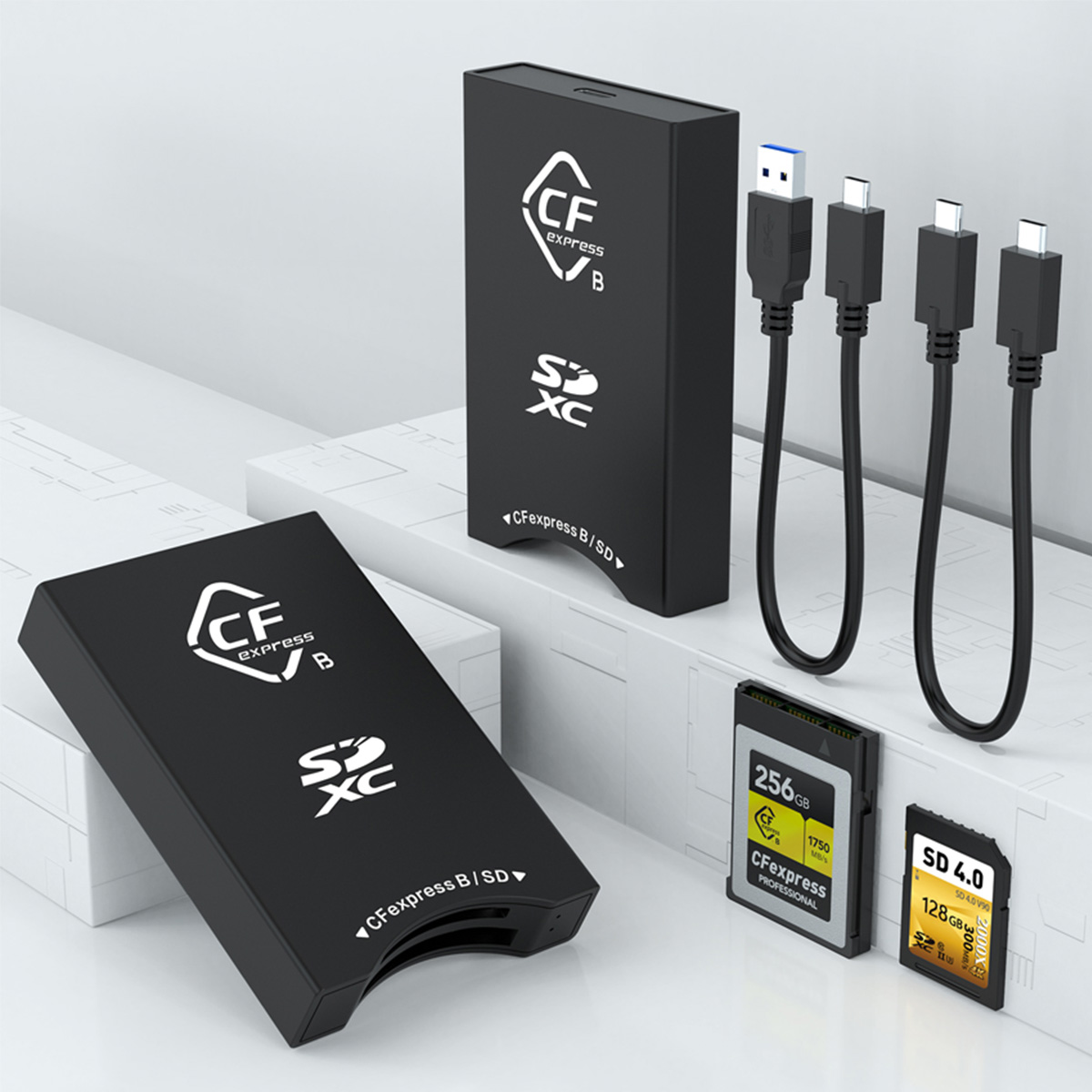 Rocketek 2 in 1 CFexpress Type B+SD 4.0 Memory Card Reader