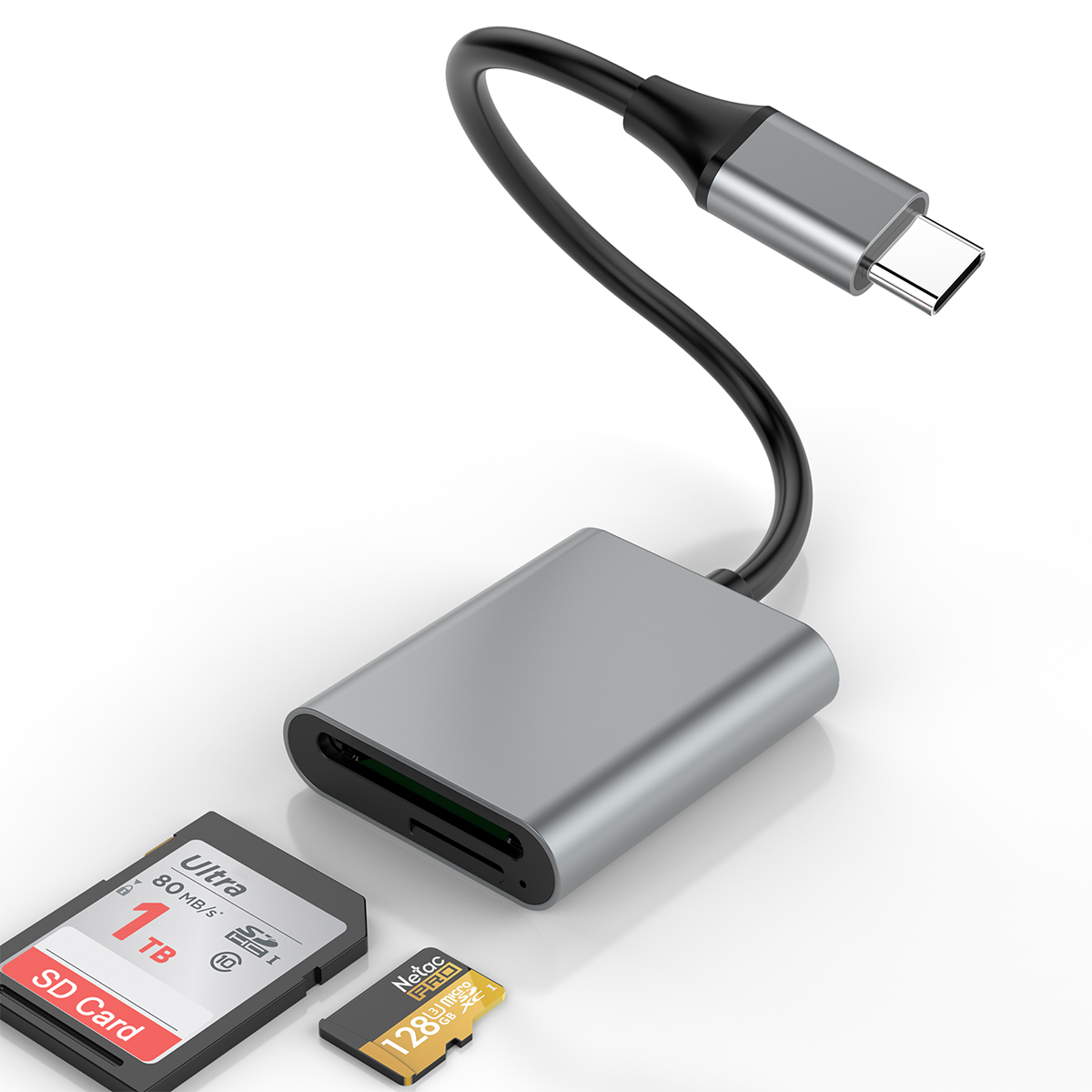 Rocketek SD Card Reader 2 in 1 Micro SD Card Reader USB C 3.0 High Speed Dual Card Adapter for Phone
