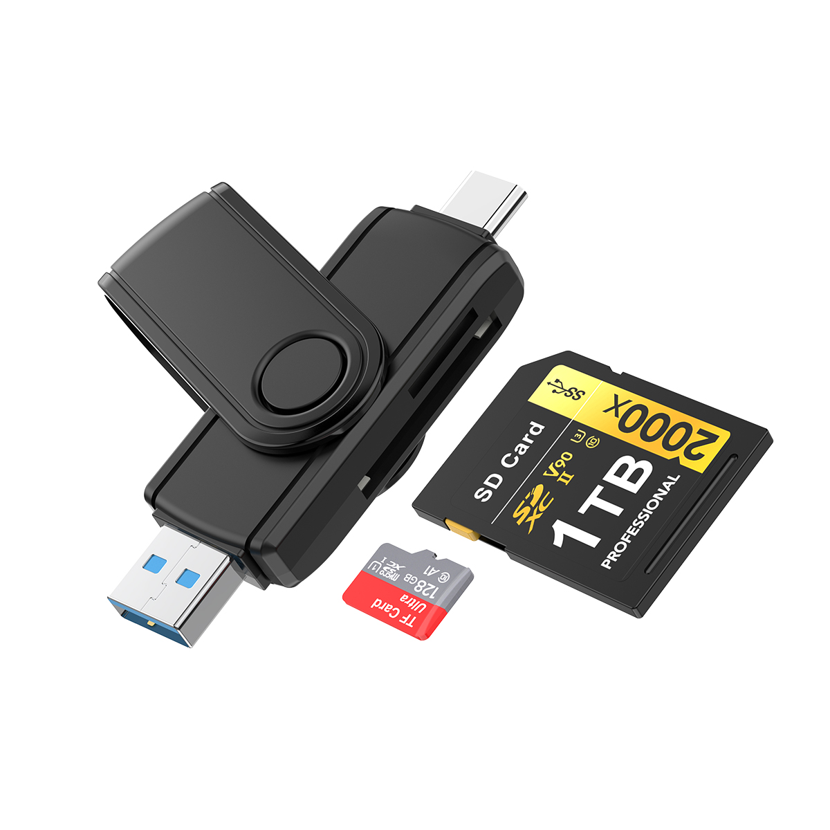 Rocketek Mini SD/TF Card Reader USB-A 3.0 & Type-C Port