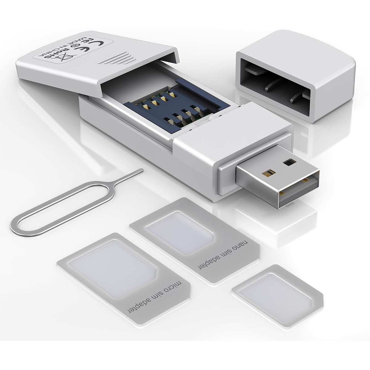 Rocketek SIM Card Reader USB2.0 480Mbps With Eject Pin