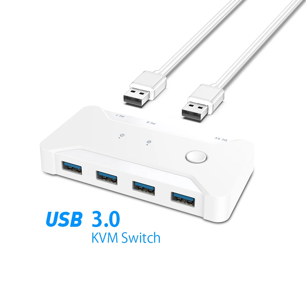 Rockete USB 3.0 Switch, USB Switch 2 Computers Share 4 USB Switch