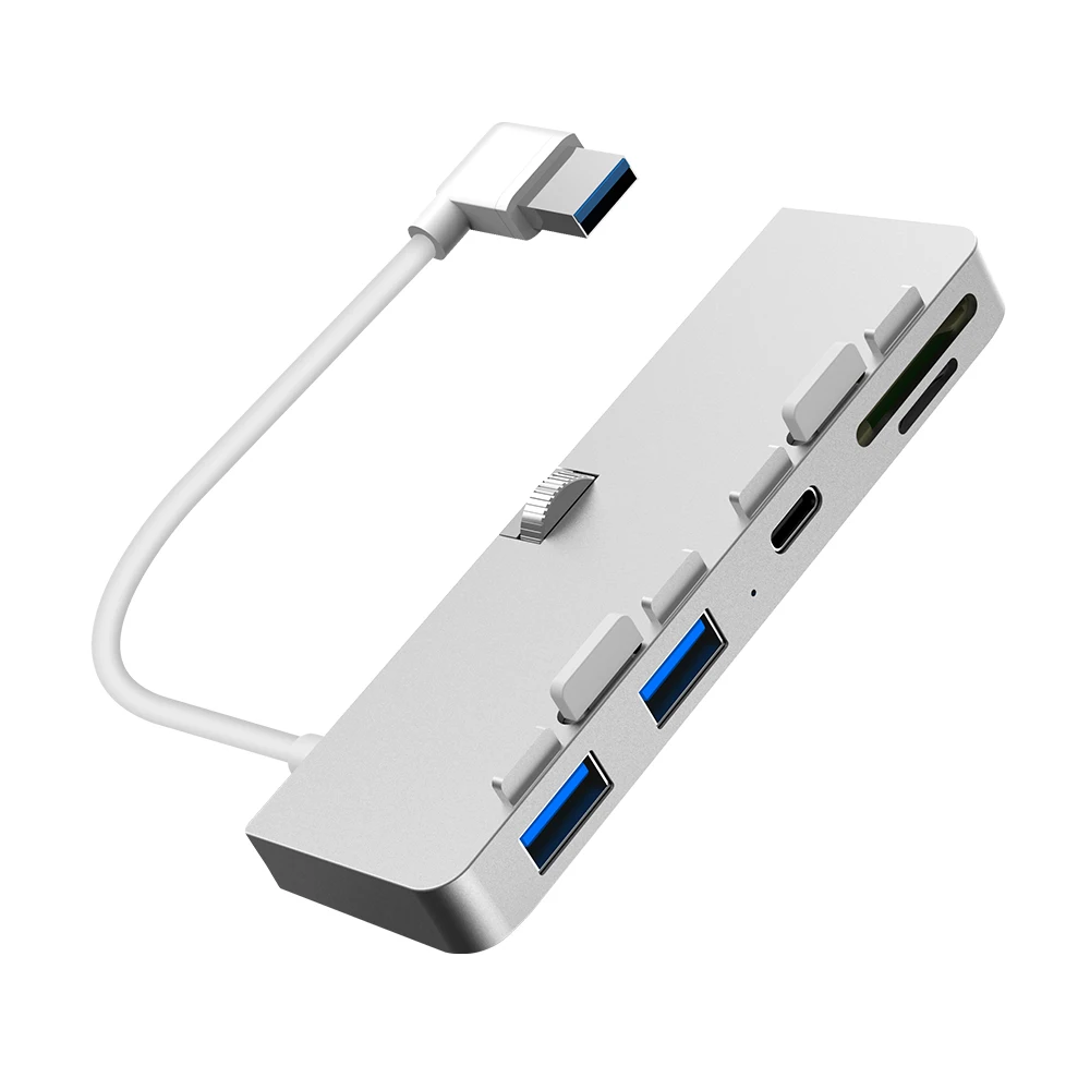 Rocketek USB Hub Desk Mount, 5-in-1 Aluminum Mountable USB C Hub with SD/TF Card Reader