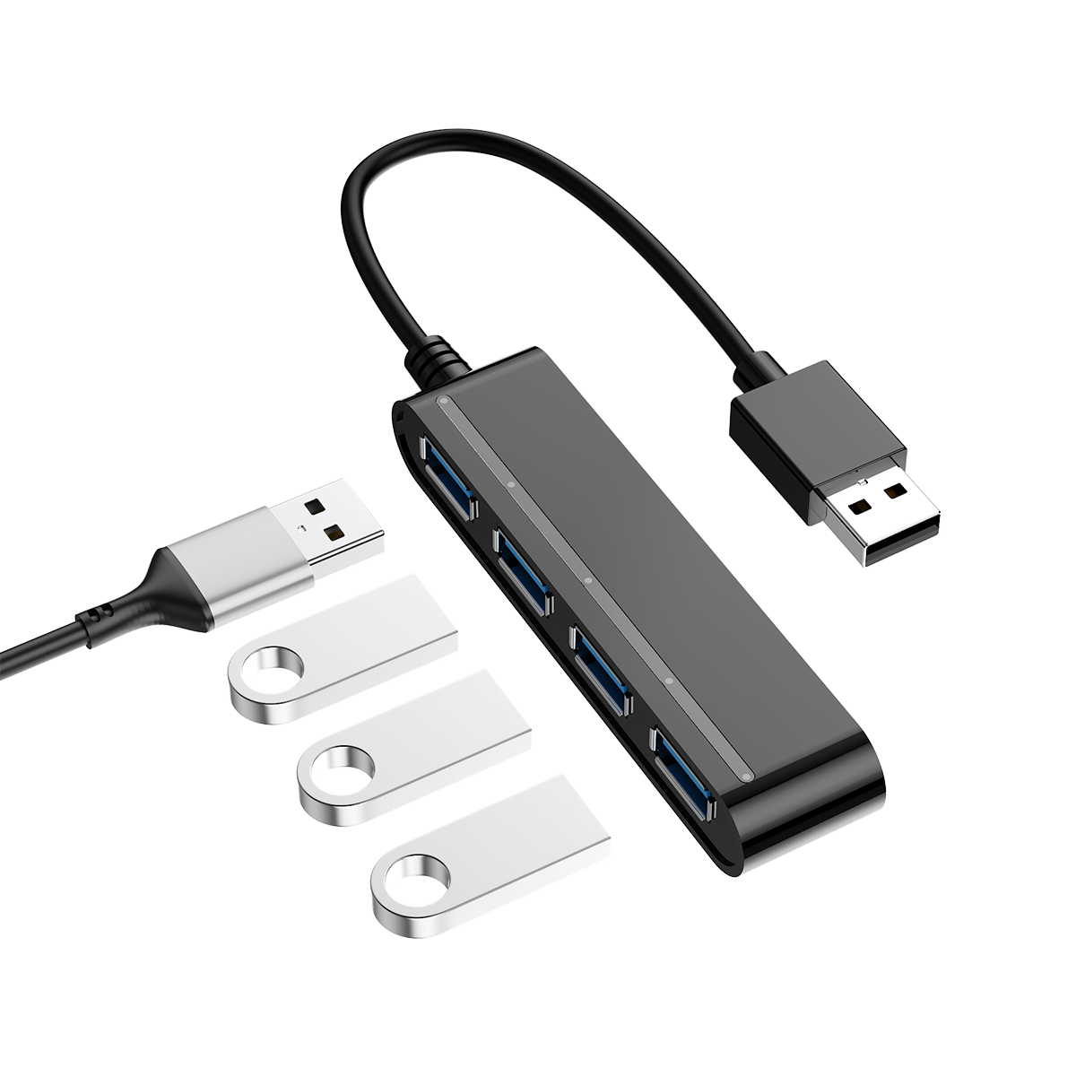 Rocketek 4-Port USB 2.0 Hub High Speed 480Mbps Data Splitter