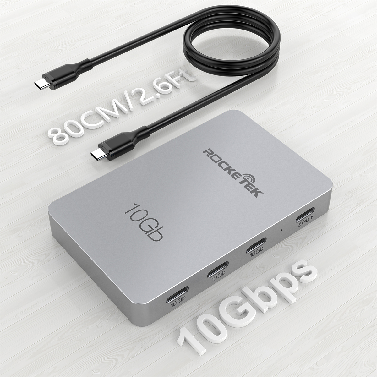Rocketek 7 IN 1 USB Hub Type C Hub with 3 USB-A 4 USB C Port