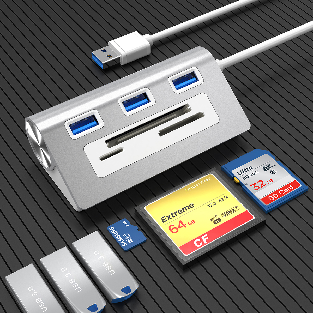 Rocketek USB HUB Adapter / Memory Card Reader Writer & USB 3.0 HUB Combo