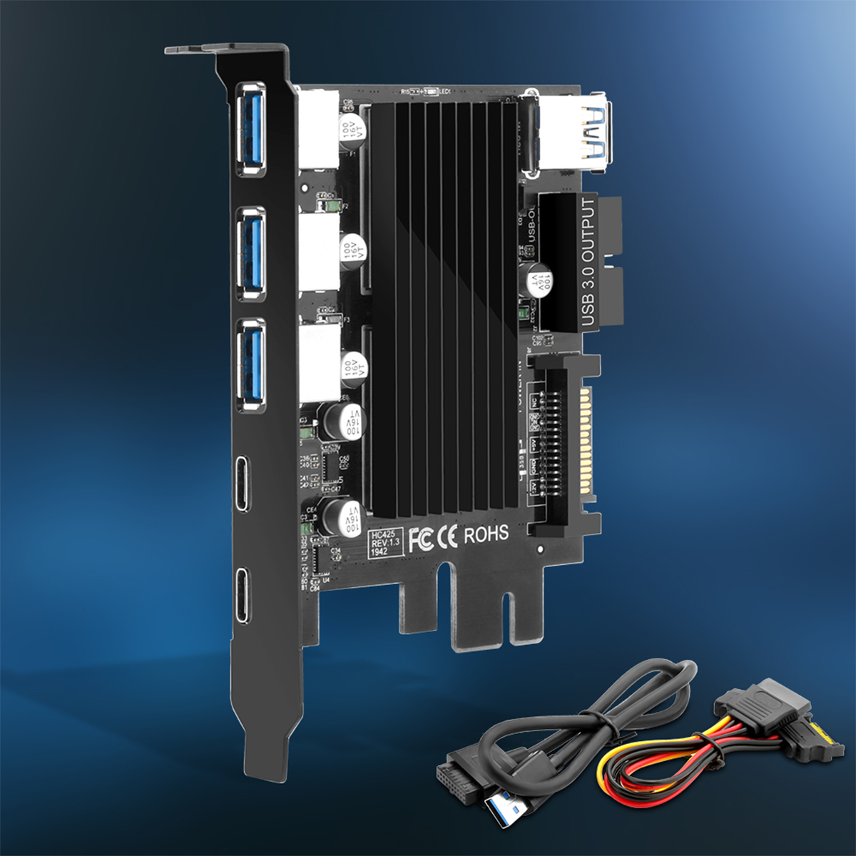 Rocketek PCIe USB 3.0 Card 5-Port PCI Express Expansion Card Adapter