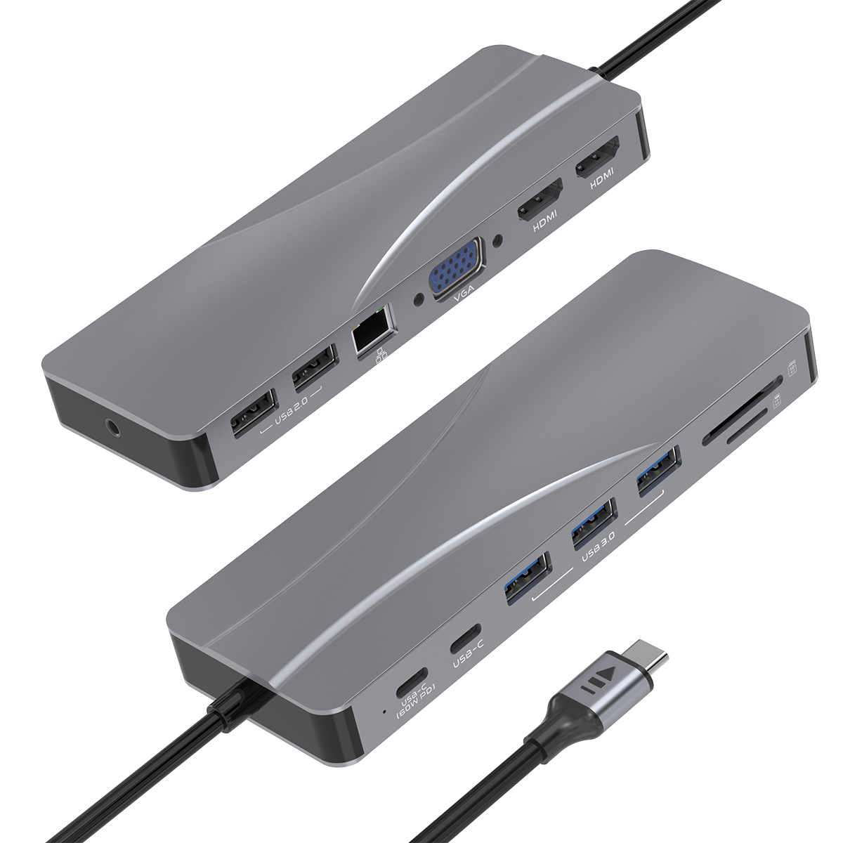 Rocketek 14-in-1 HC452 USB C Multiport Hub Adapter for Laptop with HDMI 4K,VGA,Gigabit Ethernet