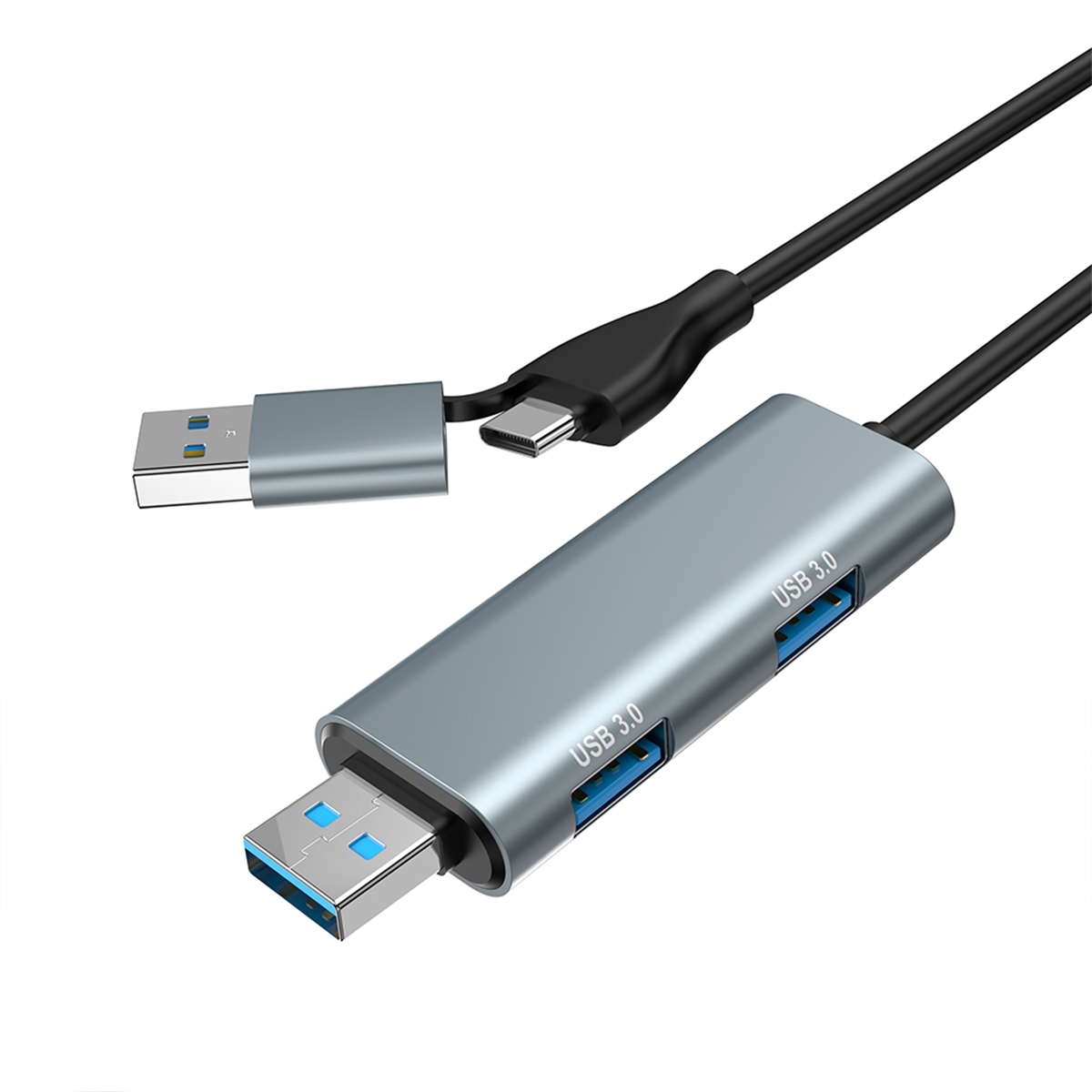 Rocketek 2-in-1 USB 3.0 Hub 4 Port Type C to USB Adapter for Laptop PC Aluminum Splitter Multiport OTG Docking Station