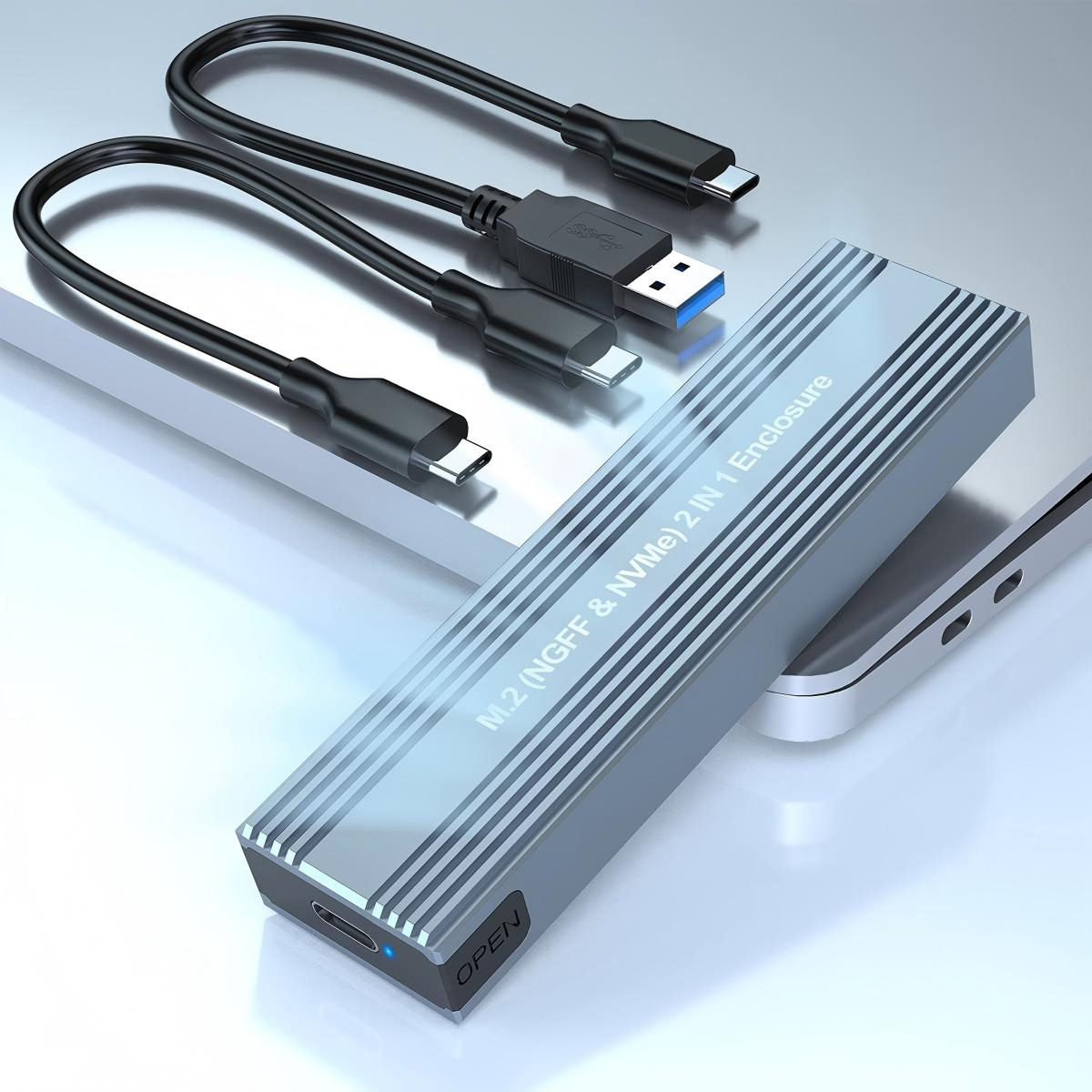 Rocketek Tool-Free External M.2 NVME SATA Hard Drive Case