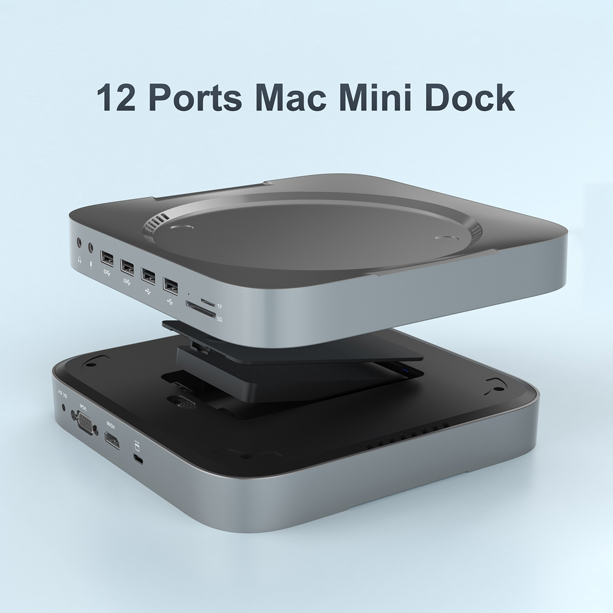 Rocketek USB 3.0 Mini Dock Hard Drive Enclosure and Type-C Hub for Mac Mini M1