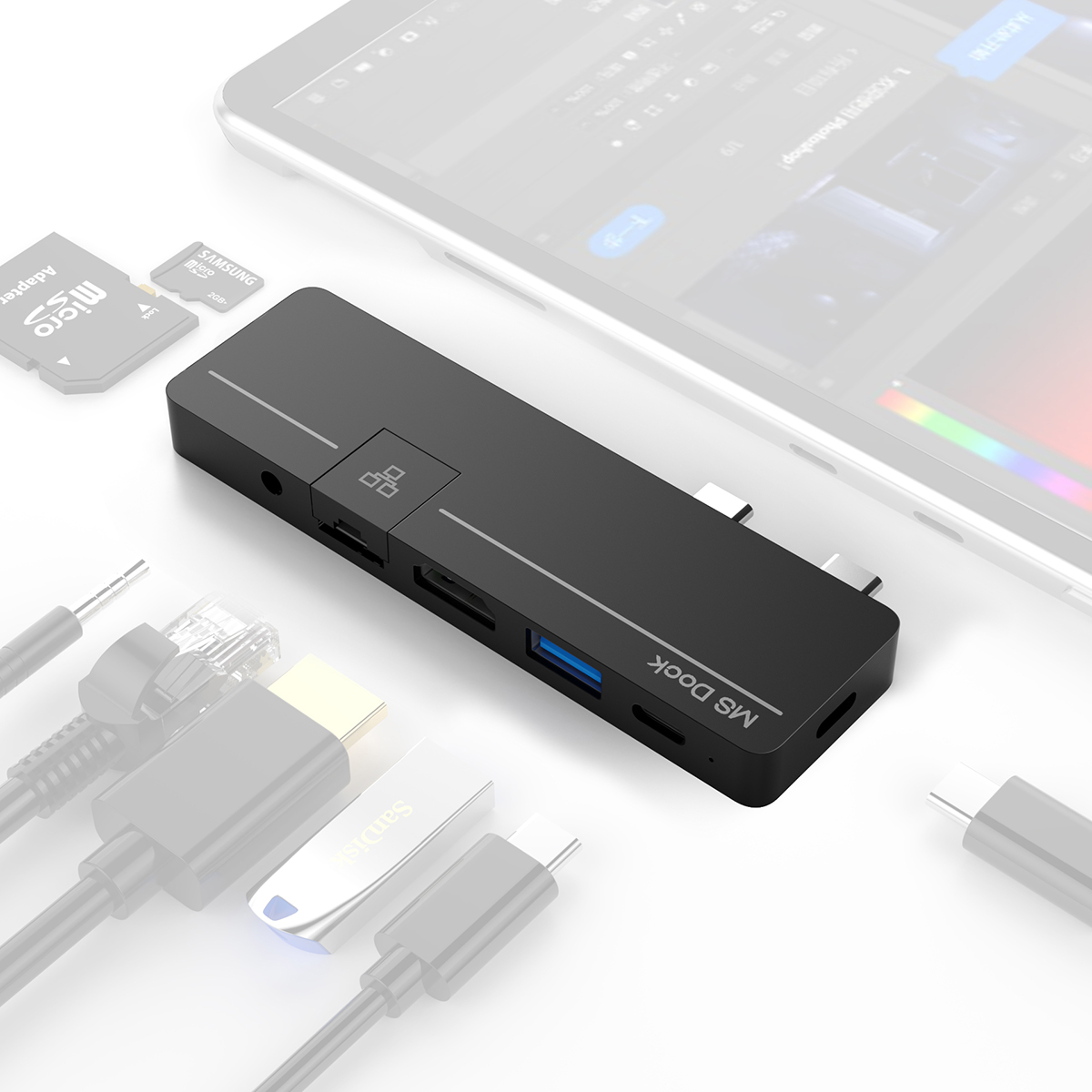 Rocketek Surface Pro Hub USB C Dual Hdmi Adapter with 4K HDMI, Thunerbolt 4 (8K Video+Data+100W PD)