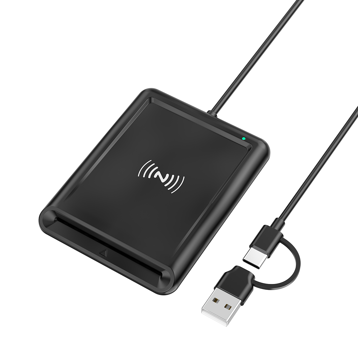 2-in-1 Smart Card Reader with NFC, USB-A & USB-C CAC Military DOD Common Access Card Reader